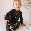 Charcoal & White FF Smile | Bamboo Zip Pajama