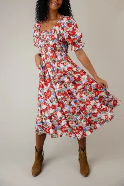 Kaleidoscope Heart Square Neck Midi