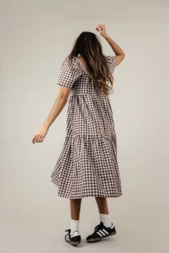 My Own Way Gingham Button Dress