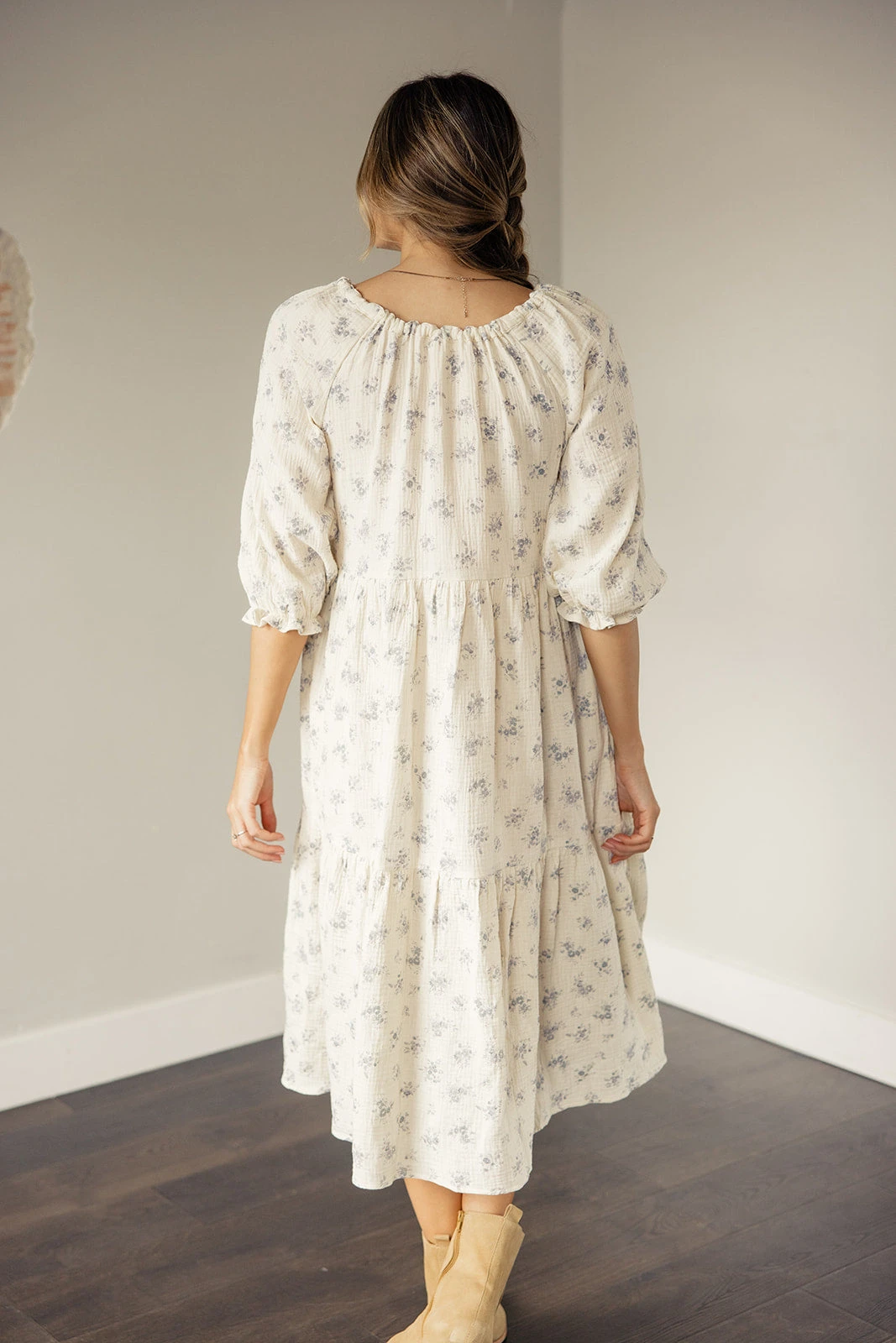 Under The Umbrella Floral Gauze Midi - Image 5