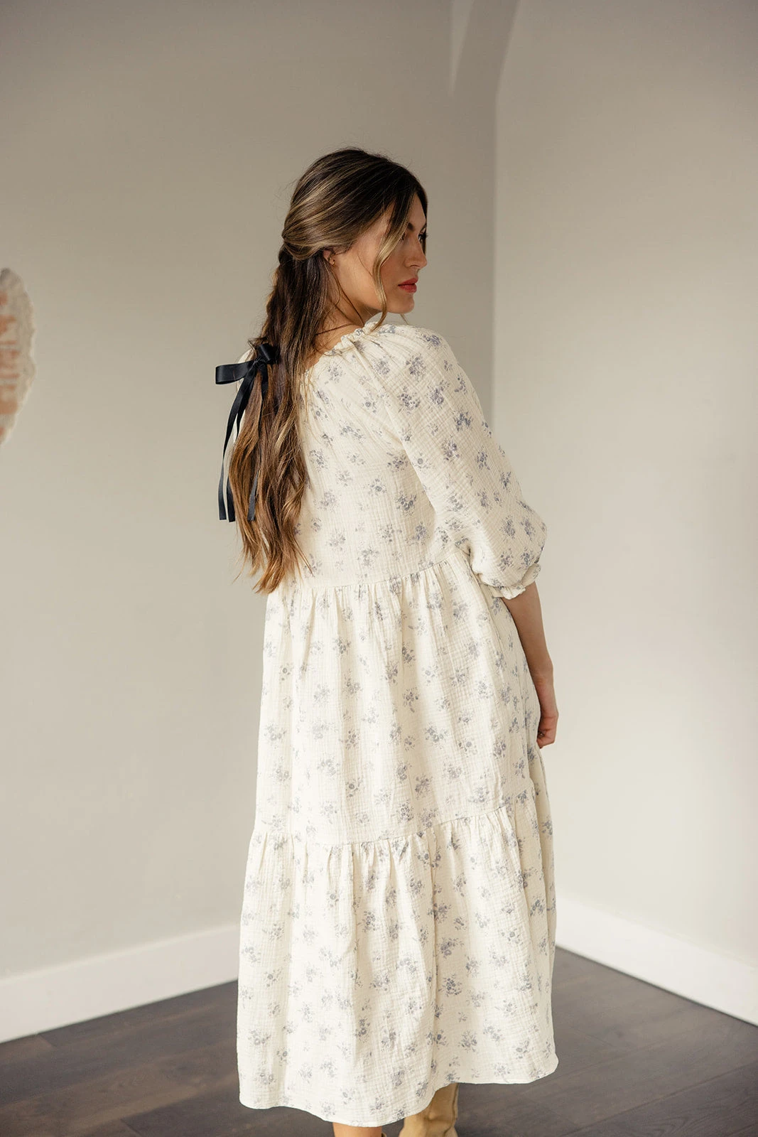 Under The Umbrella Floral Gauze Midi - Image 6