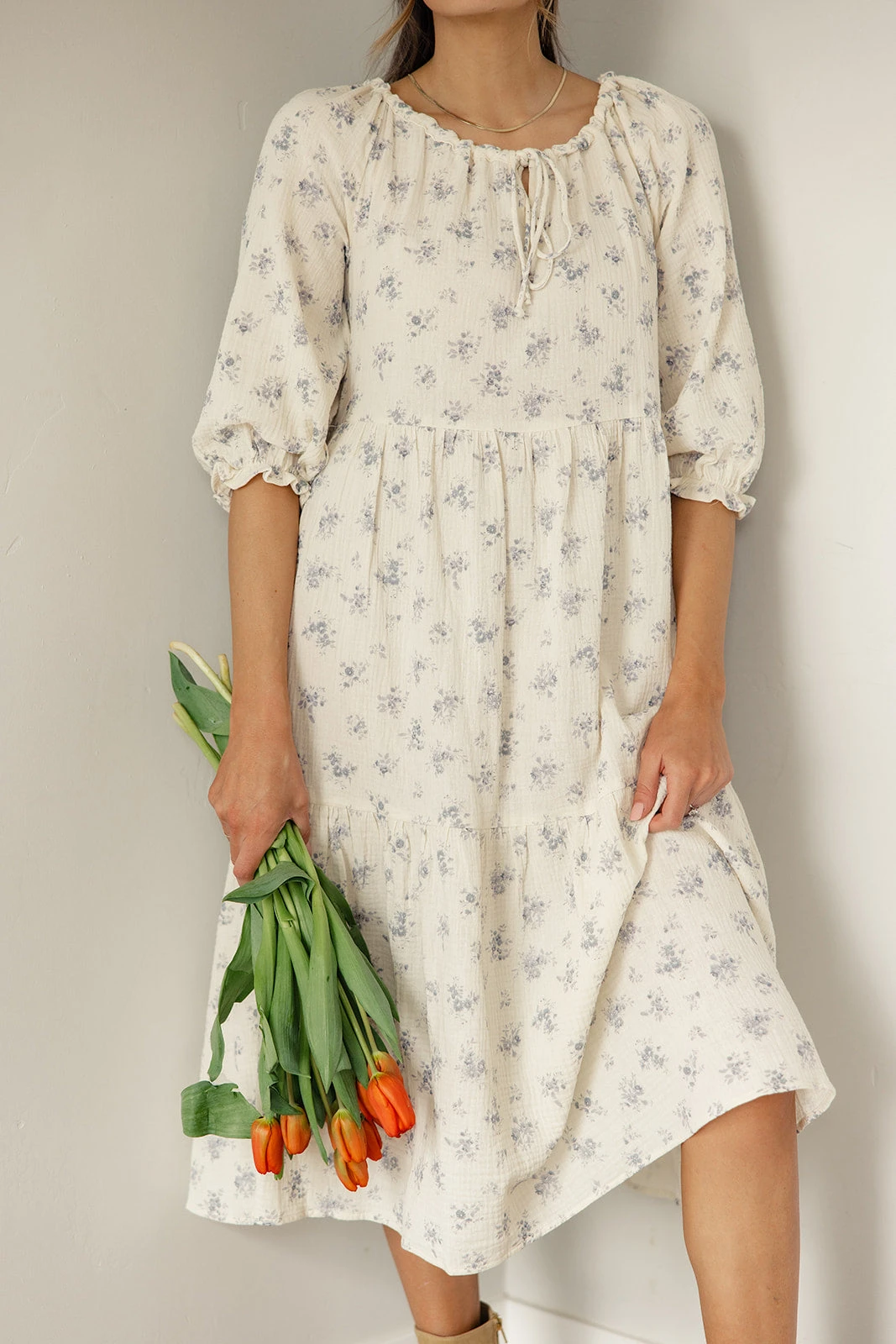 Under The Umbrella Floral Gauze Midi