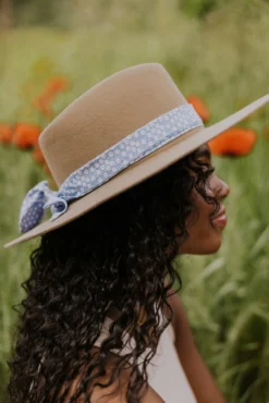Dusty Blue Floral Fabric Hat Band