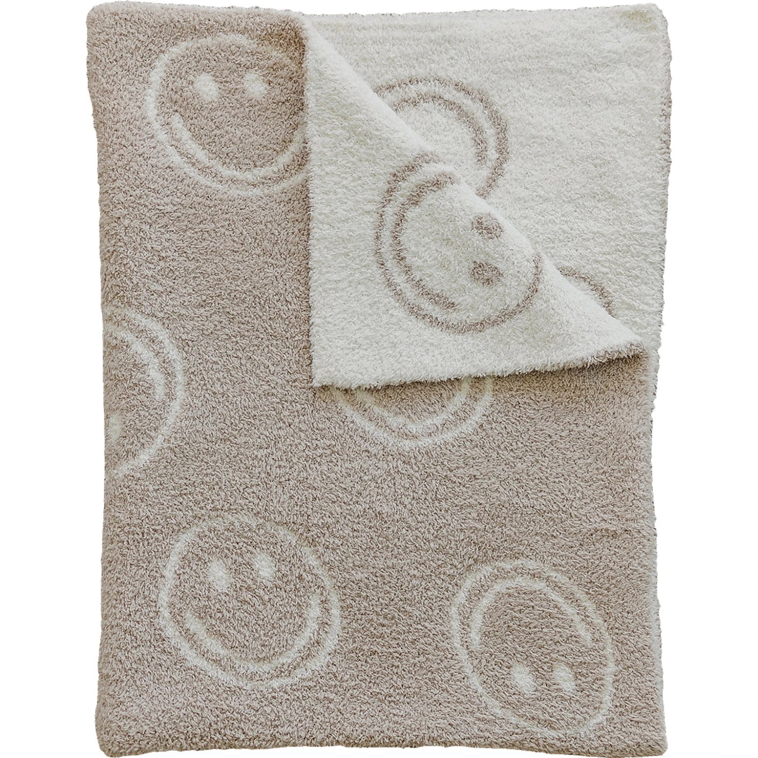 Smiley Taupe Plush Blanket - Image 4
