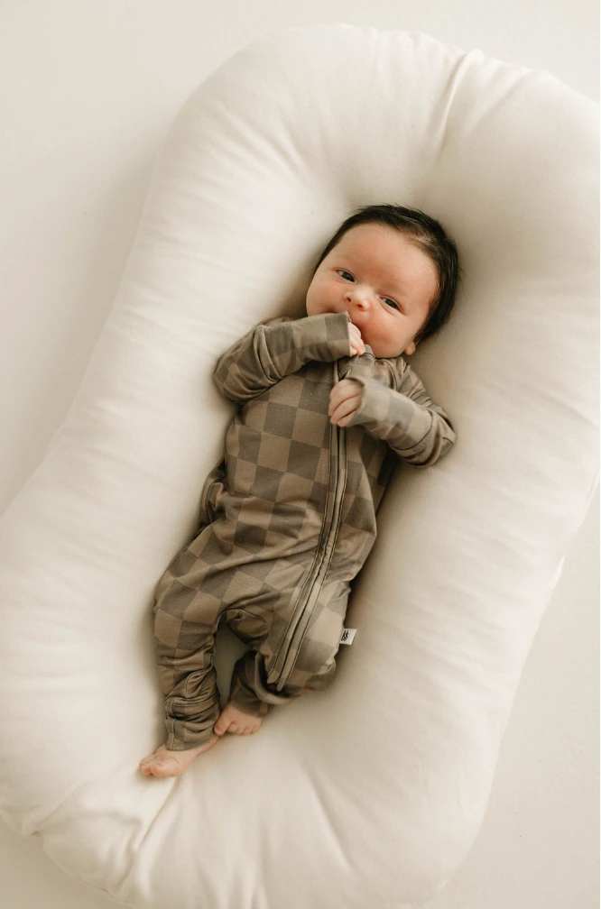 Faded Brown Checkerboard | Bamboo Zip Pajamas - Image 9