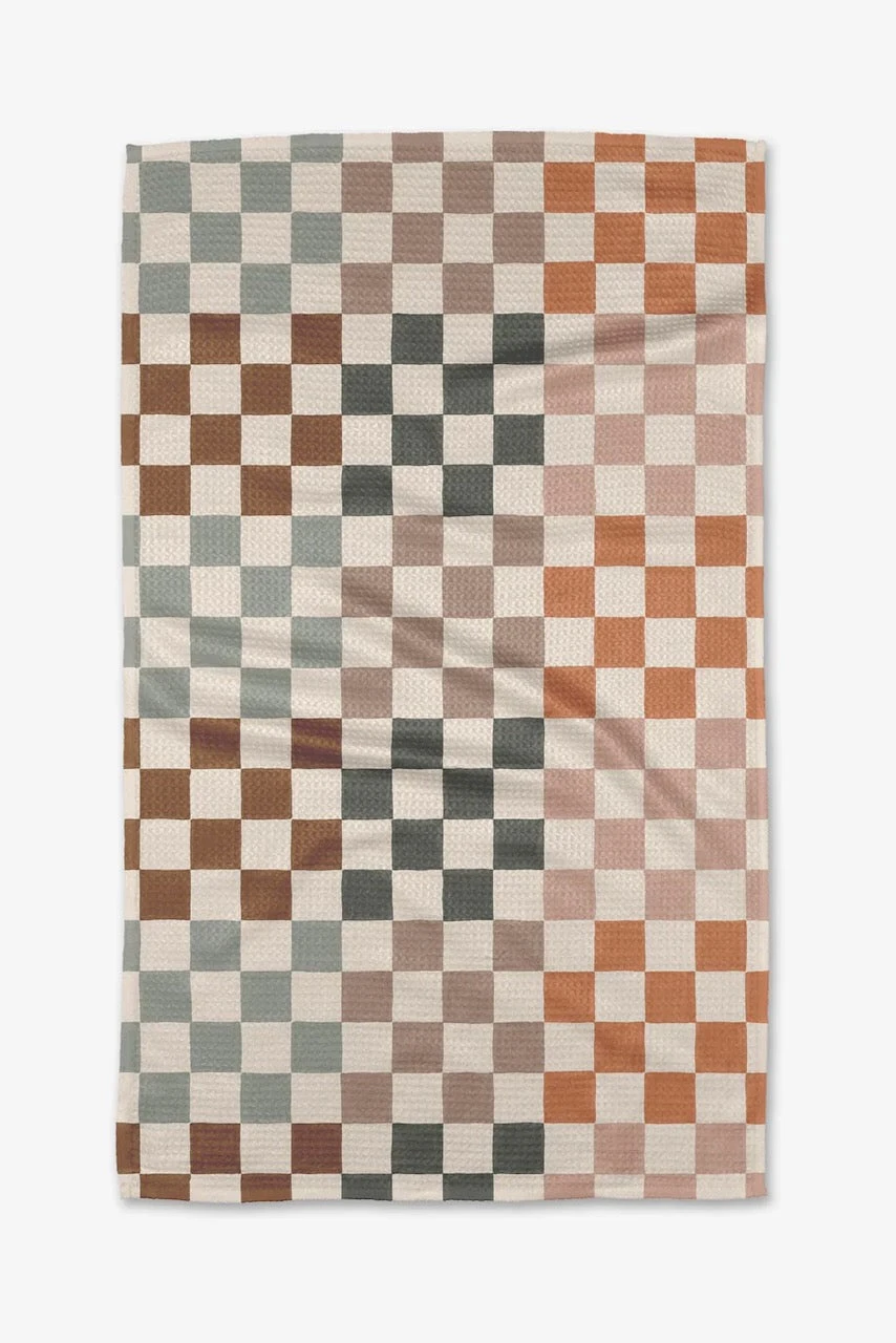 Geometry Autumn Checkers Hand Towel - Image 3